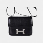 Hermes Mini Constance Bag 18 Black Lizard with Palladium Hardware