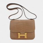 Hermes Mini Constance Bag 18 Chai Matte Alligator with Gold Hardware
