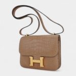 Hermes Mini Constance Bag 18 Chai Matte Alligator with Gold Hardware
