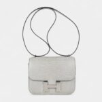 Hermes Mini Constance Bag 18 Gris Perle Matte Alligator with Palladium Hardware