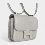 Hermes Mini Constance Bag 18 Gris Perle Matte Alligator with Palladium Hardware