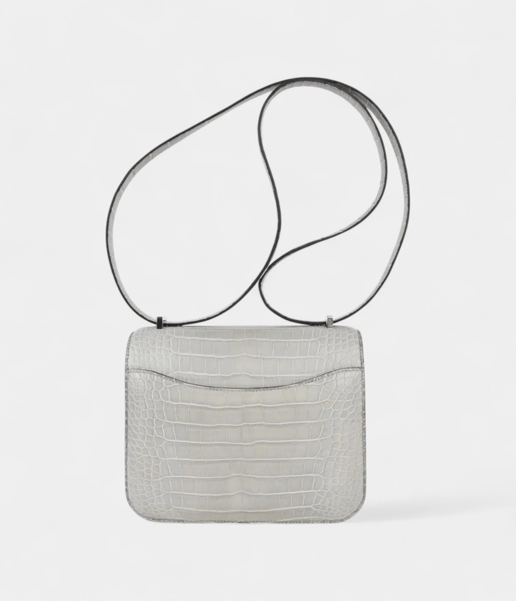 Hermes Mini Constance Bag 18 Gris Perle Matte Alligator with Palladium Hardware