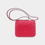 Hermes Mini Constance Bag 18 Rose Extreme Matte Alligator with Palladium Hardware