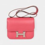 Hermes Mini III Constance 18 Bag Rose Lipstick Pink Veau Tadelakt Leather with Palladium Hardware