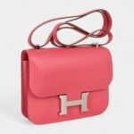 Hermes Mini III Constance 18 Bag Rose Lipstick Pink Veau Tadelakt Leather with Palladium Hardware