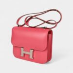 Hermes Mini III Constance 18 Bag Rose Lipstick Pink Veau Tadelakt Leather with Palladium Hardware
