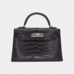 Hermès Mini Kelly II Black Matte Alligator Palladium Hardware