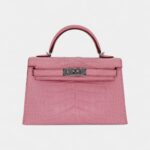 Hermès Mini Kelly II Bubblegum Matte Alligator Palladium Hardware