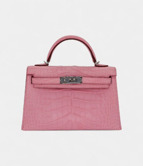 Hermès Mini Kelly II Bubblegum Matte Alligator Palladium Hardware