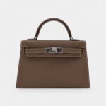 Hermès Mini Kelly II HSS Etoupe/White Chèvre Palladium Hardware