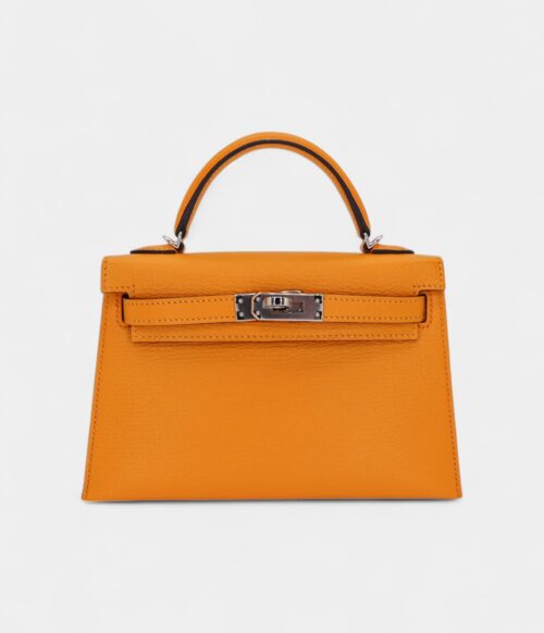 Hermès Mini Kelly II Sellier Moutarde Chèvre Palladium Hardware