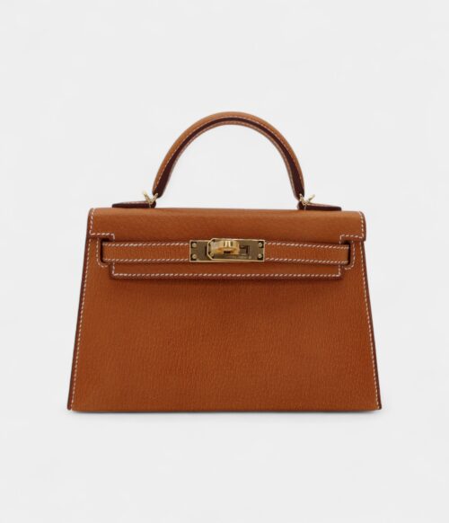 Hermès Mini Kelly II Sellier Toffee Porc Leather Gold Hardware