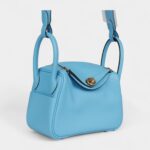 Hermès Mini Lindy Celeste Swift Gold Hardware