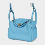 Hermès Mini Lindy Celeste Swift Gold Hardware