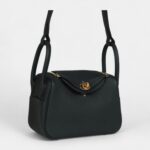Hermès Mini Lindy Dark Green Clemence Gold Hardware