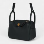 Hermès Mini Lindy Dark Green Clemence Gold Hardware