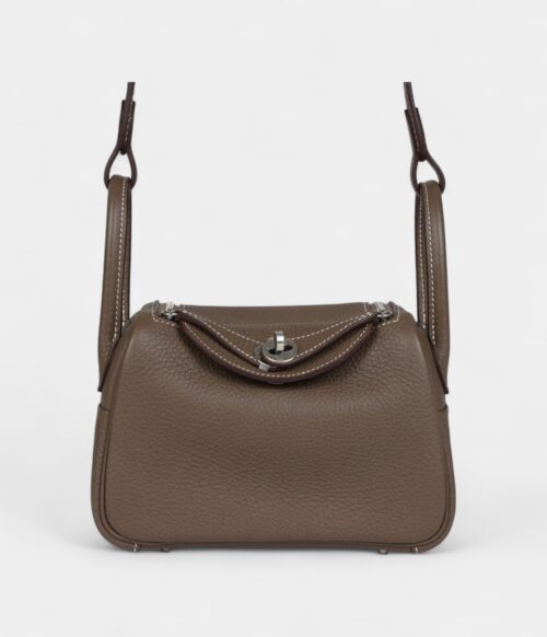Hermès Mini Lindy Etoupe Clemence Palladium Hardware