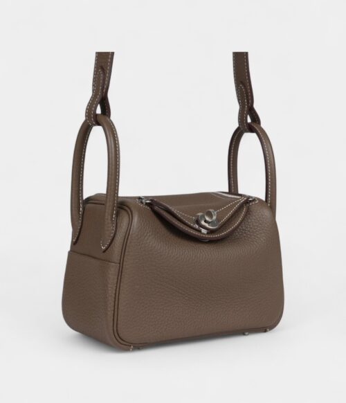 Hermès Mini Lindy Etoupe Clemence Palladium Hardware