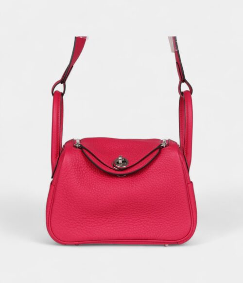 Hermès Mini Lindy Framboise Clemence Palladium Hardware