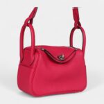 Hermès Mini Lindy Framboise Clemence Palladium Hardware