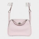 Hermès Mini Lindy Mauve Pale Verso Clemence Palladium Hardware