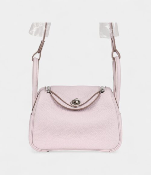 Hermès Mini Lindy Mauve Pale Verso Clemence Palladium Hardware