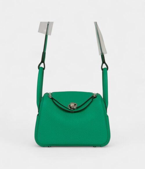 Hermès Mini Lindy Menthe Clemence Palladium Hardware