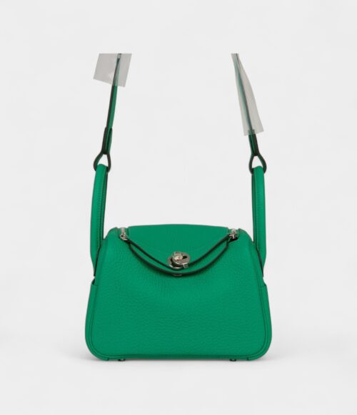 Hermès Mini Lindy Menthe Clemence Palladium Hardware