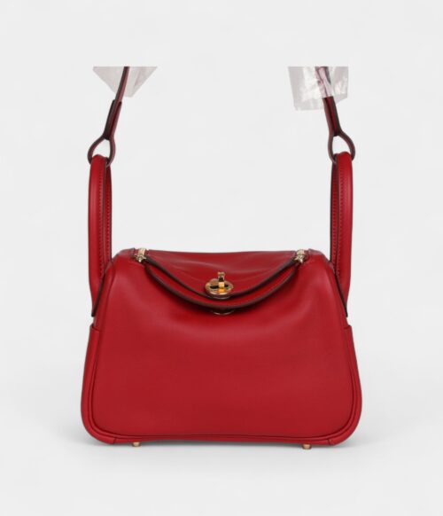 Hermès Mini Lindy Rouge Casaque Swift Gold Hardware