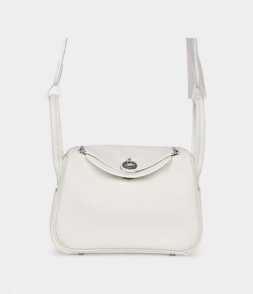 Hermès Mini Lindy White Swift Palladium Hardware