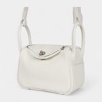 Hermès Mini Lindy White Swift Palladium Hardware