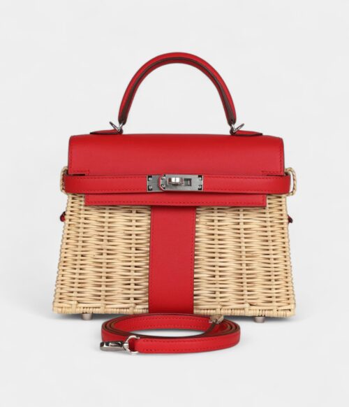 Hermès Mini Picnic Kelly 20 Rouge De Coeur Swift Palladium Hardware