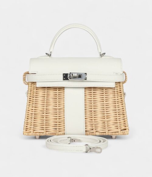Hermès Mini Picnic Kelly 20 White Swift Palladium Hardware