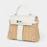 Hermès Mini Picnic Kelly 20 White Swift Palladium Hardware