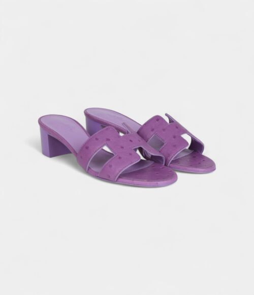 Hermès Oasis Sandals Violet Parma Ostrich