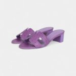 Hermès Oasis Sandals Violet Parma Ostrich