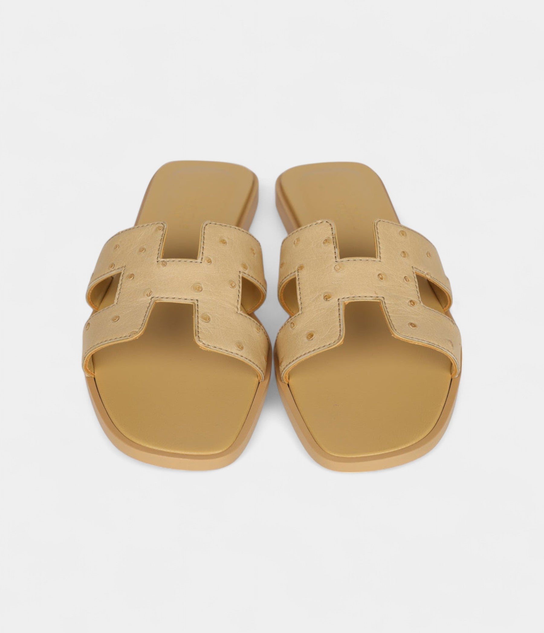 Hermès Oran Sandals Beige Crin Ostrich