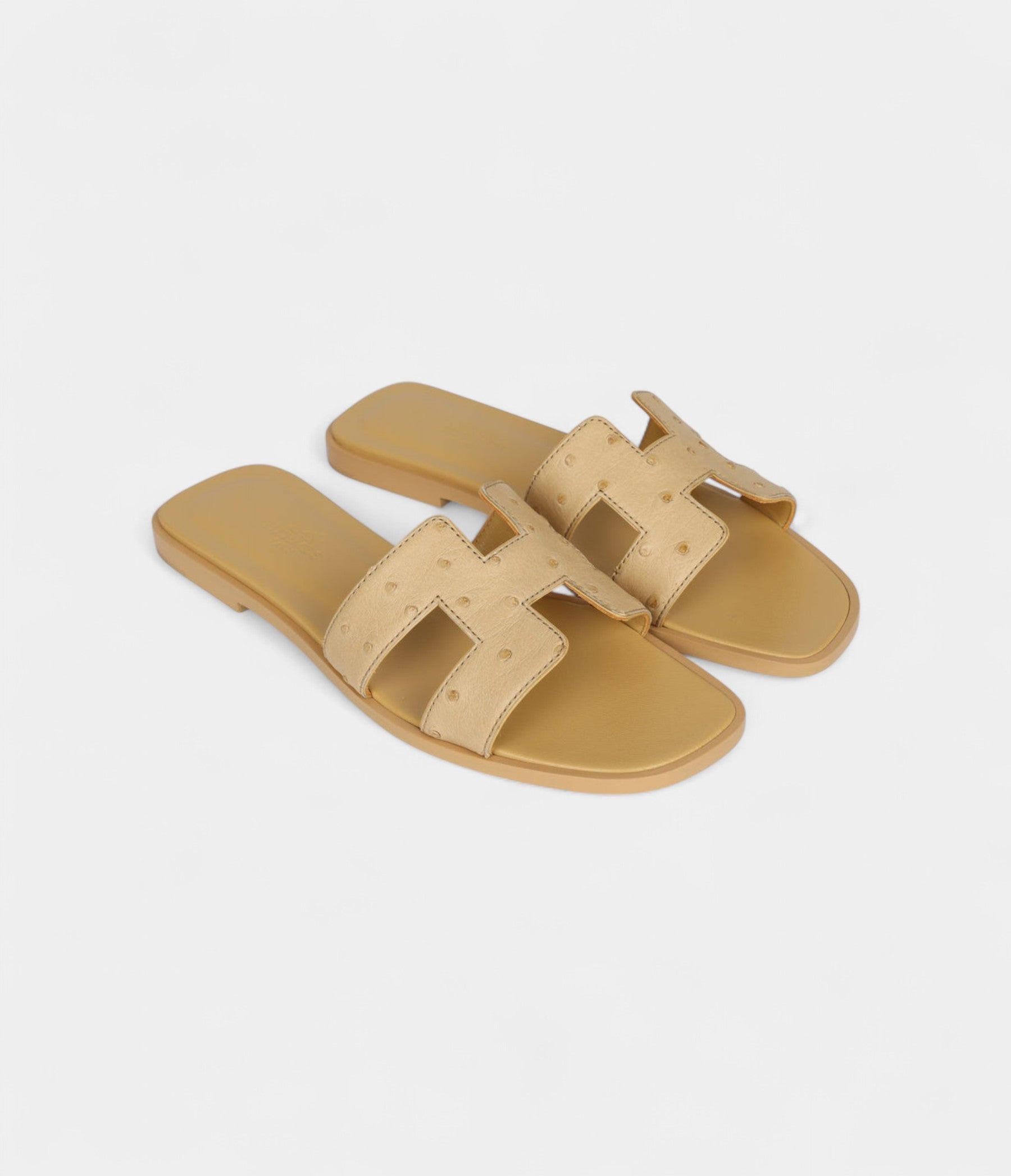 Hermès Oran Sandals Beige Crin Ostrich