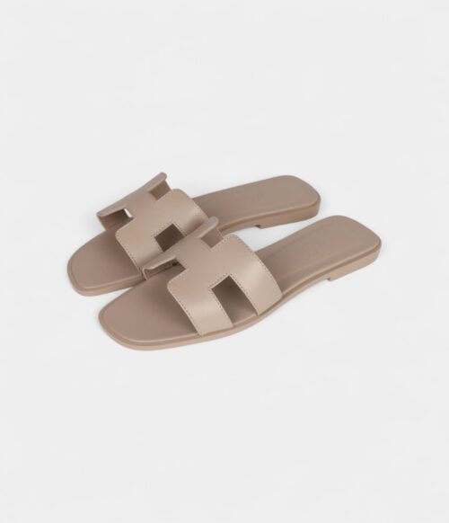 Hermès Oran Sandals Beige Mastic Calfskin