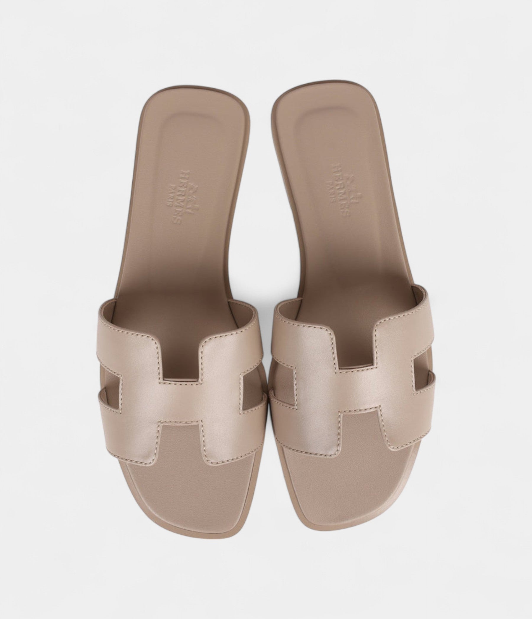 Hermès Oran Sandals Beige Mastic Calfskin