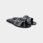 Hermès Oran Sandals Black and White Calfskin