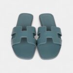 Hermès Oran Sandals Bleu Pinede Calfskin