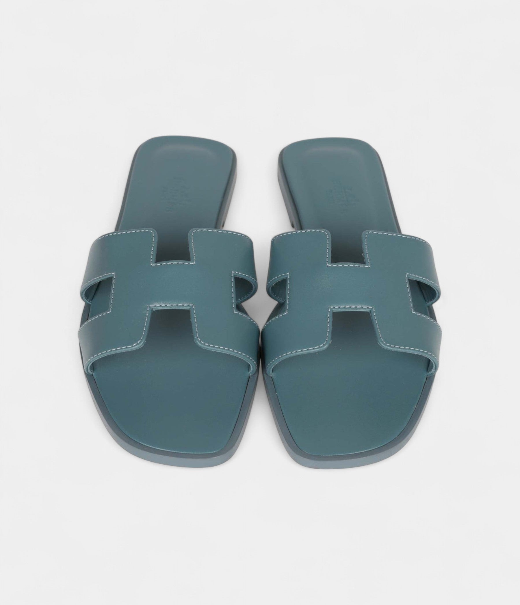 Hermès Oran Sandals Bleu Pinede Calfskin