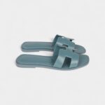 Hermès Oran Sandals Bleu Pinede Calfskin