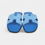 Hermès Oran Sandals Blue Cameo Suede