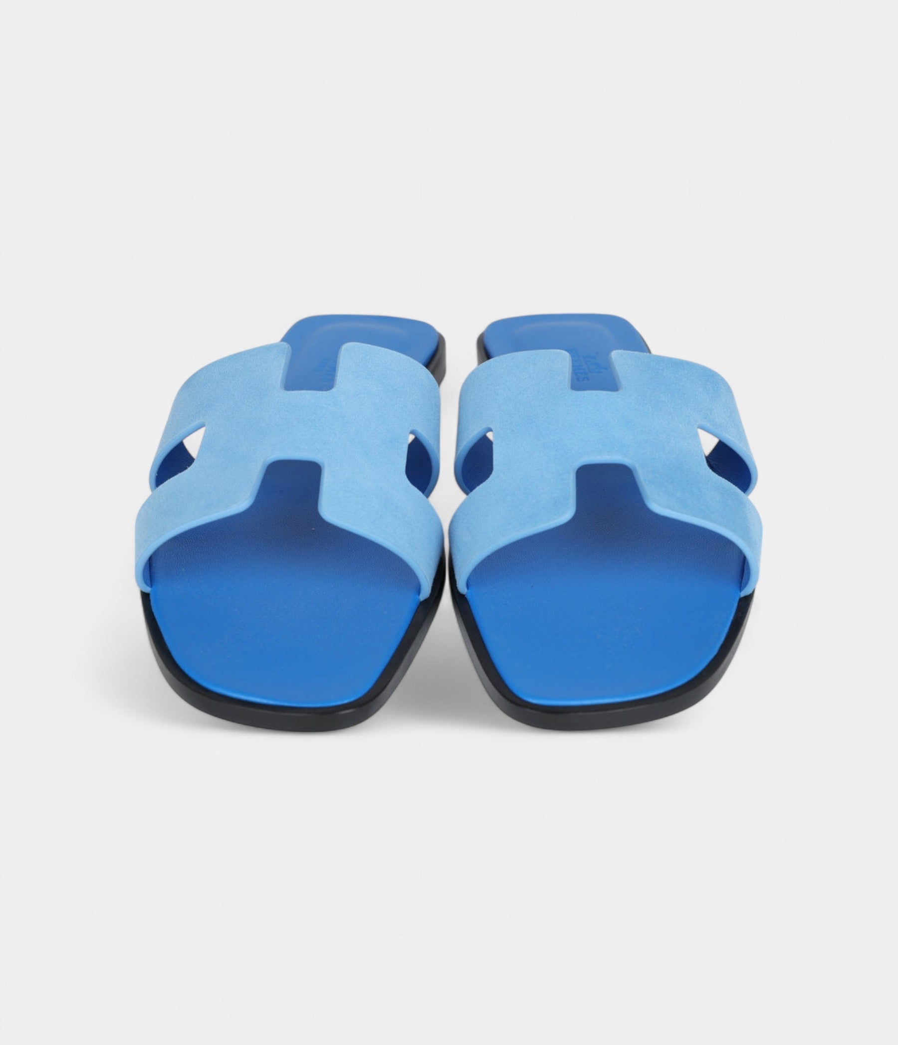 Hermès Oran Sandals Blue Cameo Suede