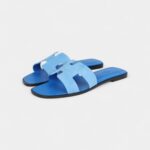 Hermès Oran Sandals Blue Cameo Suede
