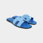 Hermès Oran Sandals Blue Cameo Suede