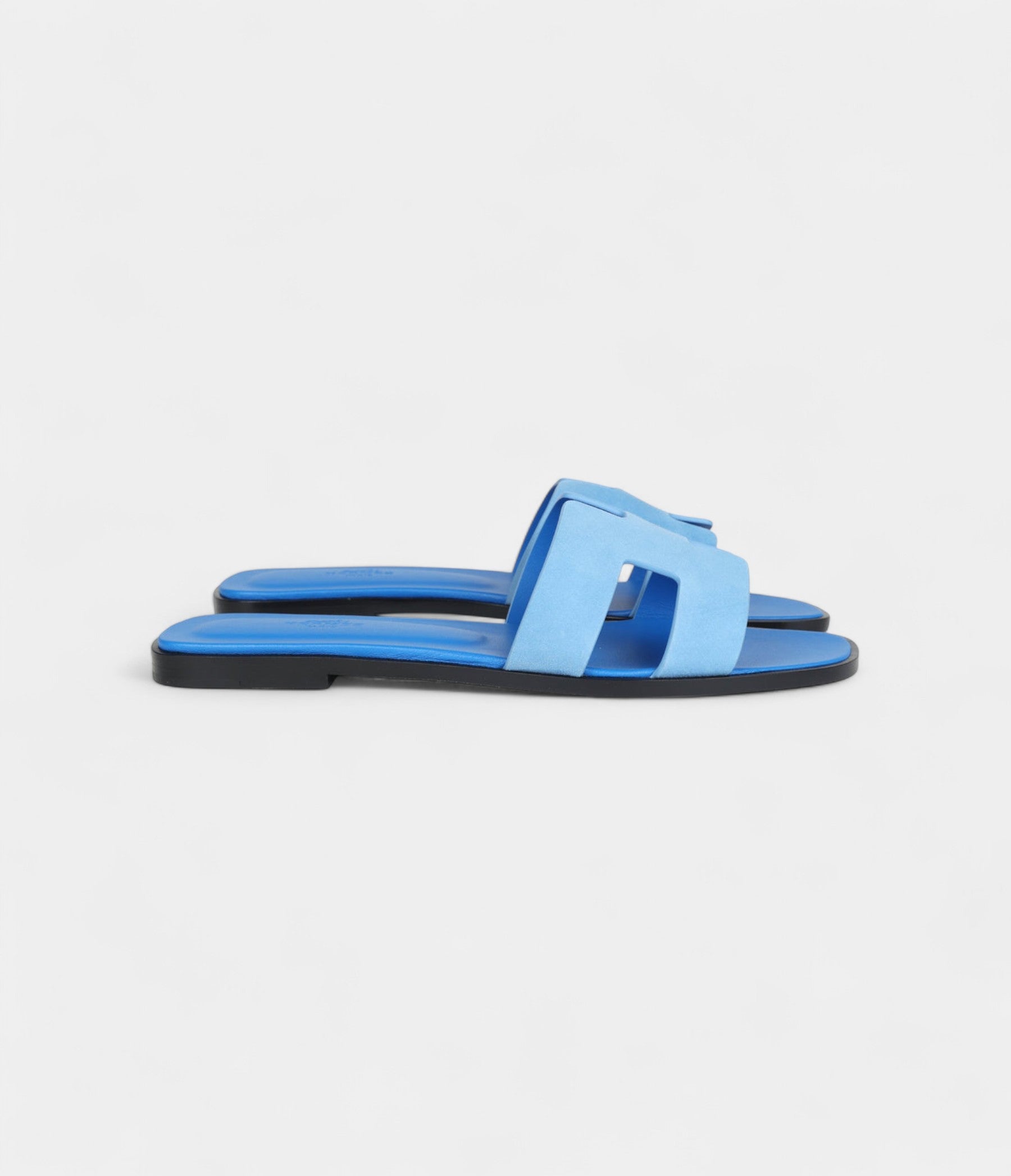 Hermès Oran Sandals Blue Cameo Suede