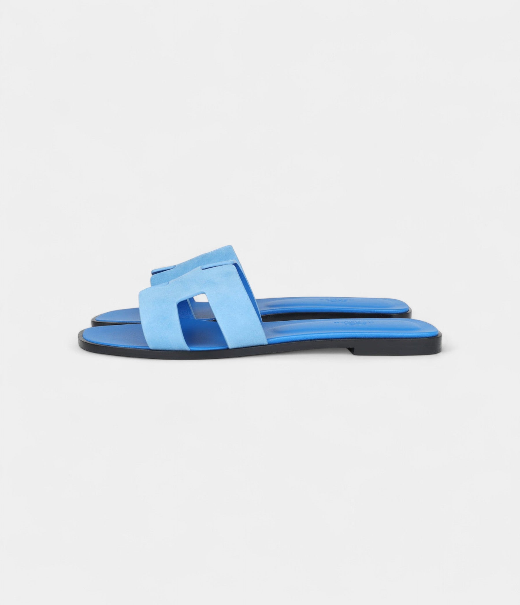 Hermès Oran Sandals Blue Cameo Suede